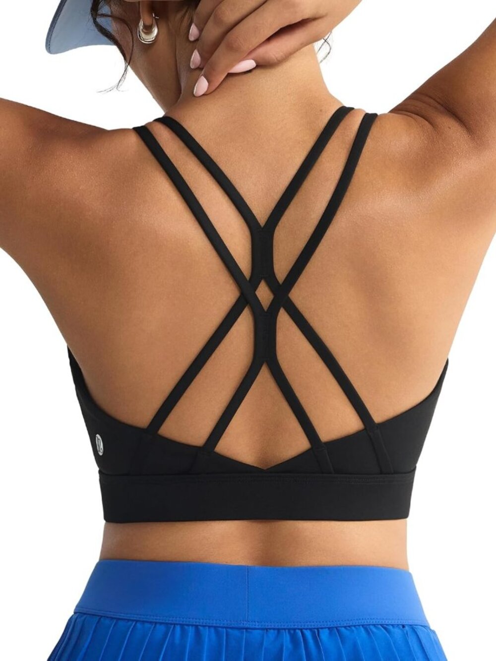 Strappy Crisscross Back Sports Bra for Women, Padded Low Impact Running Bra